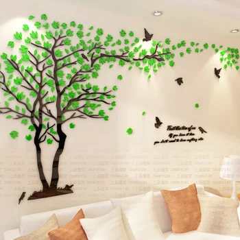 Nye ankomst Elskere træ crystal tre-dimensionelle wall stickers Opholdsstue, tv, sofa mur akryl udsmykning