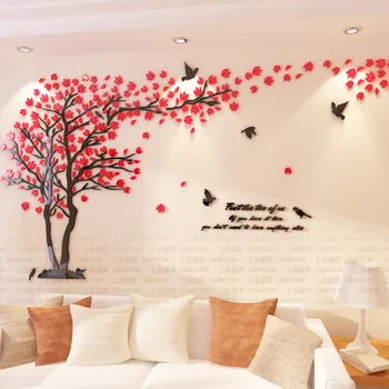 Nye ankomst Elskere træ crystal tre-dimensionelle wall stickers Opholdsstue, tv, sofa mur akryl udsmykning
