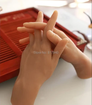 Nye ankomst!et par realistiske silikone mandlige mannequin Dukken hænder til ring&smykker vise ,Model Nail Art Hånd