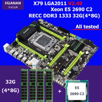 Nye ankomst HUANAN V2.49 X79 bundkort CPU RAM sæt processor Xeon E5-2690 C2 hukommelse 32G DDR3 REG ECC test før forsendelse