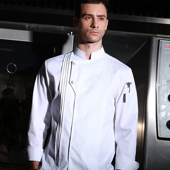 Nye ankomst høj kvalitet vinteren restaurant køkken vaskbar cook uniform med lange ærmer hvid kok jakke