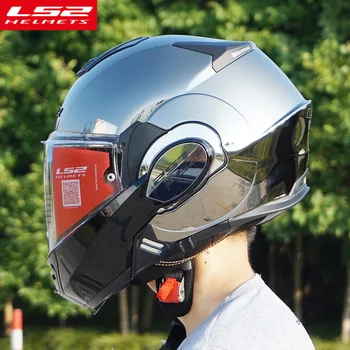 Nye Ankomst LS2 FF399 motorcykel hjelm Mand Kvinder full face Chrome hjelm med anti-fog pinlock flip op LS2 Motorcykel hjelme