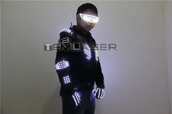 Nye Ankomst Mode LED Rustning Lys Op Jakker Kostume Handske Briller Led Outfit Tøj Led Passer Til LED passer til Robot