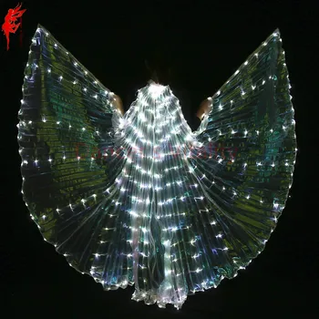 NYE ankomst piger vinger åbningsvinkel danser rekvisitter vinger mavedans rekvisitter kvinder mavedans 360 LED Skinnende vinger