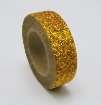 Nye Ankomst Selvklæbende Golden Virkelig Glitter Washi Tape Scrapbooking Julefrokost Kawaii Søde Dekorative Papir Håndværk Hot Salg