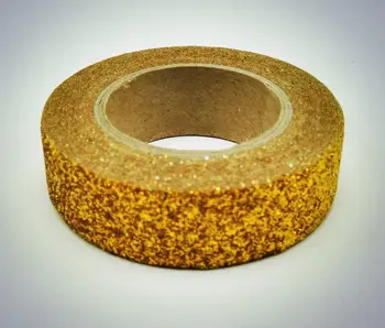 Nye Ankomst Selvklæbende Golden Virkelig Glitter Washi Tape Scrapbooking Julefrokost Kawaii Søde Dekorative Papir Håndværk Hot Salg