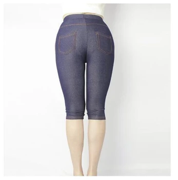 Nye Ankomst Sommer Stil, Høj Kvalitet Kvinder Mid-Kalv leggings Super elastisk Denim, blød åndbar 5XL Plus size women ' s bukser