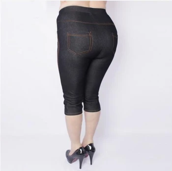 Nye Ankomst Sommer Stil, Høj Kvalitet Kvinder Mid-Kalv leggings Super elastisk Denim, blød åndbar 5XL Plus size women ' s bukser
