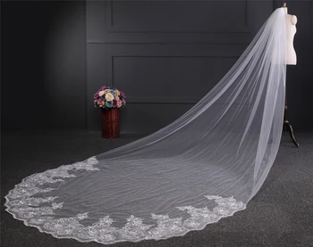 Nye Ankomst vestido de noiva Blonder casamento 4 Meter brudesløret 2018 Billige bryllup tilbehør sluier Veu de noiva bryllup slør