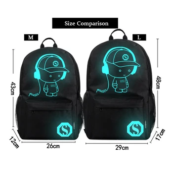 Nye Anti-tyv Taske Lysende skoletasker Til Drenge Studerende Rygsæk 15-17 tommer mochila med USB-Opladning Port Lock-Skoletaske
