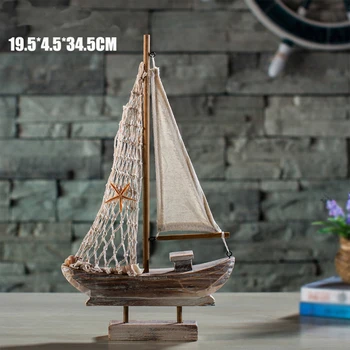 Nye Boligindretningsprodukter Middelhavet Retro Sejlads Træbåde Model Ornament Værelse Dekoration Accessoriess Sejlbåd Børn Gave