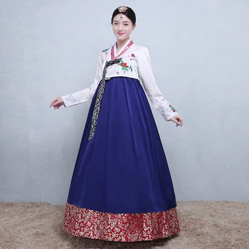 Nye Broderet Hanbok Traditionel Koreansk Tøj Langærmet Brudekjole Hanbok Nationale Kostume Fase Dans Aisa Tøj