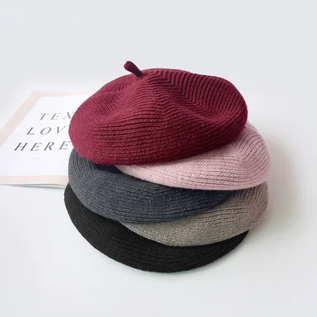 Nye Casual Solid Farve Kvinders Bomuld Baretter Caps Vinter Varm Strikke Hatte Piger Mode Hat