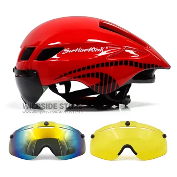 Nye cykelhjelm Med Briller 4 Farver Ultralet MTB Cykel Hjelm 57-61cm Voksne Goggleses Casco Ciclismo Sort Blå