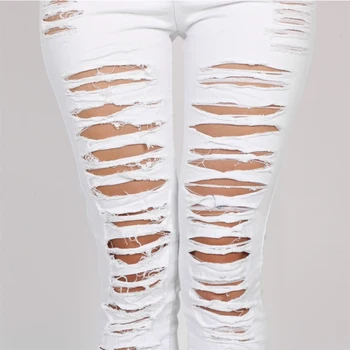 Nye Designer Denim Kvinder 2017 Høj Talje Ripped Jeans til Kvinder Tynde Sort Hvide Jeans Kvinde Elastisk Slim Jean Kvindelige Femme 50