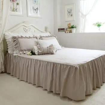 Nye Eu-Khaki strøelse sæt dobbelt flæse blonder dynebetræk sengetøj elegante sengetæppe lagen til bryllup indretning bed tøj