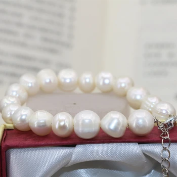 Nye fashion kvinder armbånd 10-11mm charms naturlige hvide ferskvands kulturperler perle tråd perler armbånd diy smykker 7,5 tommer B3128