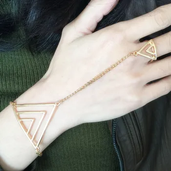Nye Fashion Kvinder/Girl ' s smykker gaver Geometriske hånd kæde link til kontakt armbånd gratis fragt B3205