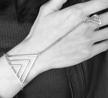Nye Fashion Kvinder/Girl ' s smykker gaver Geometriske hånd kæde link til kontakt armbånd gratis fragt B3205