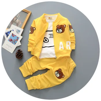Nye Forår/efterår Baby Boy Tøj Sæt Dreng, Sports Trop Sæt baby Dejlige Mønster Udstyr Casual Tøj Tshirt+frakke+bukser