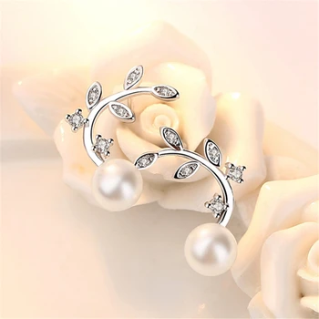 Nye friske blomster perle af høj kvalitet zircon øreringe enkle grene Stud Øreringe smykker damer temperament mode OL smykker