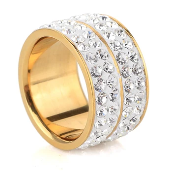 Nye Guld Farve Klassisk design Fire Træk Crystal Ringe Til Kvinder Bryllup Smykker