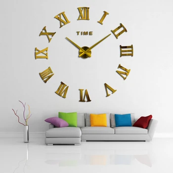 Nye hot akryl spejl wall stickers wall clock ure moderne hjem indre stue cirkulære Romertal kvarts mærkat