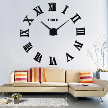 Nye hot akryl spejl wall stickers wall clock ure moderne hjem indre stue cirkulære Romertal kvarts mærkat