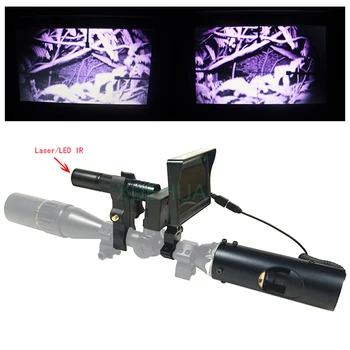 Nye Hot Jagt optik syn Laser Infrarød night vision riffelsigte Jagt Tilbehør med Infrarød Lommelygte og LCD-skærm