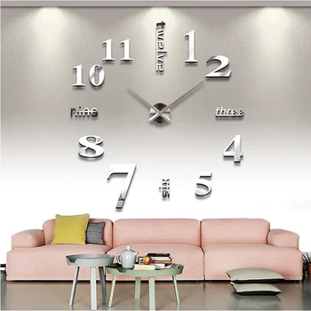 Nye hot salg hjem dekorationer store vægur Akryl Stue Kvarts Nål watch ure moderne design