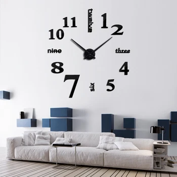 Nye hot salg hjem dekorationer store vægur Akryl Stue Kvarts Nål watch ure moderne design