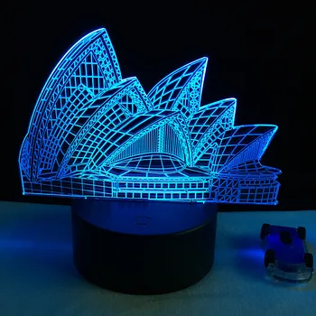 Nye Kreative Pære 3D-Sydney Opera House Stilfuld 7 Farve Ændre Nat Lys LED-Reception, en Café, en Bar Restaurant Tabel Mall Lampe Gaver