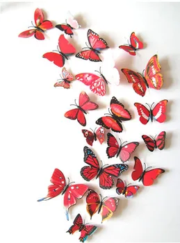 Nye Kvalificeret Wall Stickers 12pcs Decal Wall Stickers Hjem Dekorationer 3D Butterfly Rainbow PVC Tapet til stuen