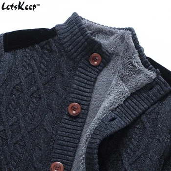 Nye LetsKeep herre fleece cardigan sweater casual-strickjacke sweatercoat mænd varm tyk stå krave sweater 3XL , MA261