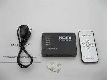 Nye Mini-5-Port HDMI Switch 5x1 HDMI Switcher 5 input 1 output Splitter, HDMI-Port for HDTV 1080P Video med Fjernbetjening RM501