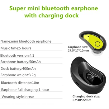 Nye Mini Bluetooth-Hovedtelefon med Oplader Dock Intelligent Voice Prompt Trådløse Hovedtelefon med MIC In-ear sport hovedtelefoner