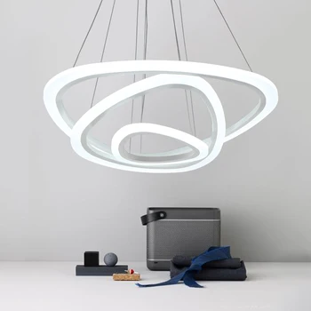 Nye Moderne pendel lys til stue spisestue 4/3/2/1 Cirkel Ringe akryl LED-Belysning loftslampe inventar