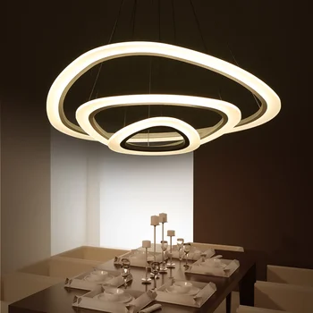 Nye Moderne pendel lys til stue spisestue 4/3/2/1 Cirkel Ringe akryl LED-Belysning loftslampe inventar
