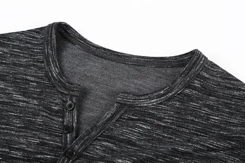 Nye Mænd Henley-Shirt 2018 nye Tee Toppe med Lange Ærmer Stilfulde Slim Fit T-shirt med stolpelukning Afslappet mænd Outwears Populære Design
