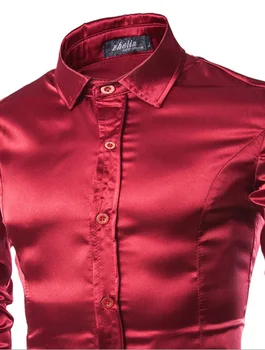 Nye Mænd Shirt Med Lange Ærmer Chemise Homme 2016 Mode Design Lilla Herre Silke Skjorte Slim Tuxedo Skjorter Mærke Camisa Sociale