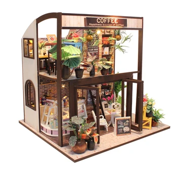 Nye Møbler DIY Dukke Hus, Træ-Miniature dukkehuse Møbler Kit Box Puzzle Samle Dukkehus Legetøj Til børn gave