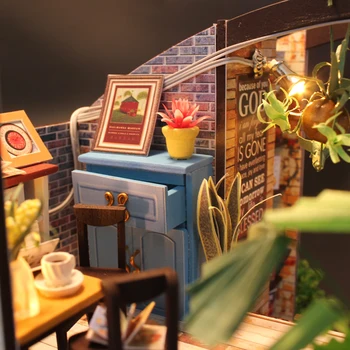 Nye Møbler DIY Dukke Hus, Træ-Miniature dukkehuse Møbler Kit Box Puzzle Samle Dukkehus Legetøj Til børn gave