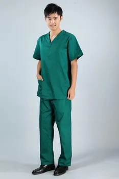 Nye plus size Kvinder V hals Sommer Sygeplejerske Uniform Hospital Medical Krat Sæt Tøj Korte Ærmer Kirurgisk Scrubs