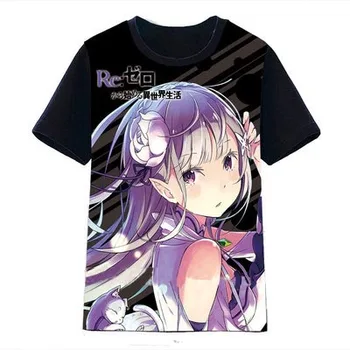 Nye Re:Nul kara Hajimeru Isekai Seikatsu T-shirt til Sommeren Emilia Rem Animationsfilm Polyester Kort Ærme t-Shirts