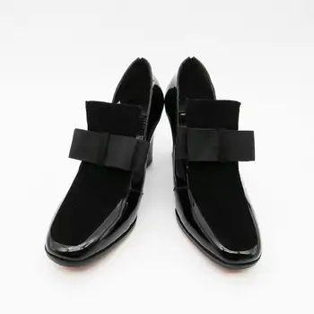Nye REELLE FOTO høje hæle pumper firkantet tå i ægte læder sko til kvinder, damer sort Sexet chaussure femme kvinde