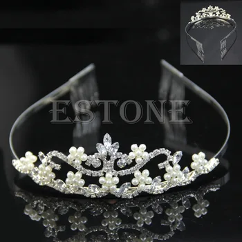 Nye Rhinestone Bryllup Brude Crystal Hair Hovedbøjle Crown Kam Tiara Prom Festspil #Y51#