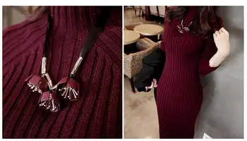 Nye Rullekrave Kvinder lang sweater kjole 2018 foråret sexet slank Bodycon Kjoler Elastisk Tynde Kjole Kort Strikket Kjole vestidos