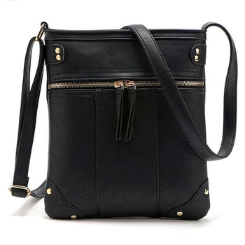 Nye salg tasker til kvinder vintage messenger taske dobbelt lynlås PU læder håndtaske cross body taske, casual skulder tasker bolosa