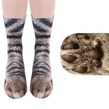 Nye Sjove Sokker Dyr Paw Crew Sokker Kat, Hund, Tiger Zebra Kløer 3D Printet Sockings Tøj Voksen Kreative Kvinder Mænd 1 Par