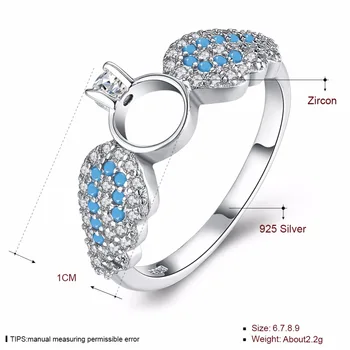 Nye Smukke Mode 925 Sterling Sølv Ring Størrelse 6 7 8 9 kvinder vielsesringe englevinger zircon cirkel, ring til pige studen